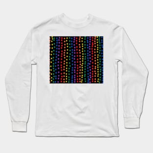 Rainbow Candy Dots on Black Long Sleeve T-Shirt